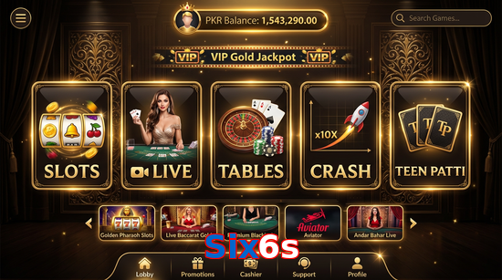 Main screen of Six6s casino page for PK players